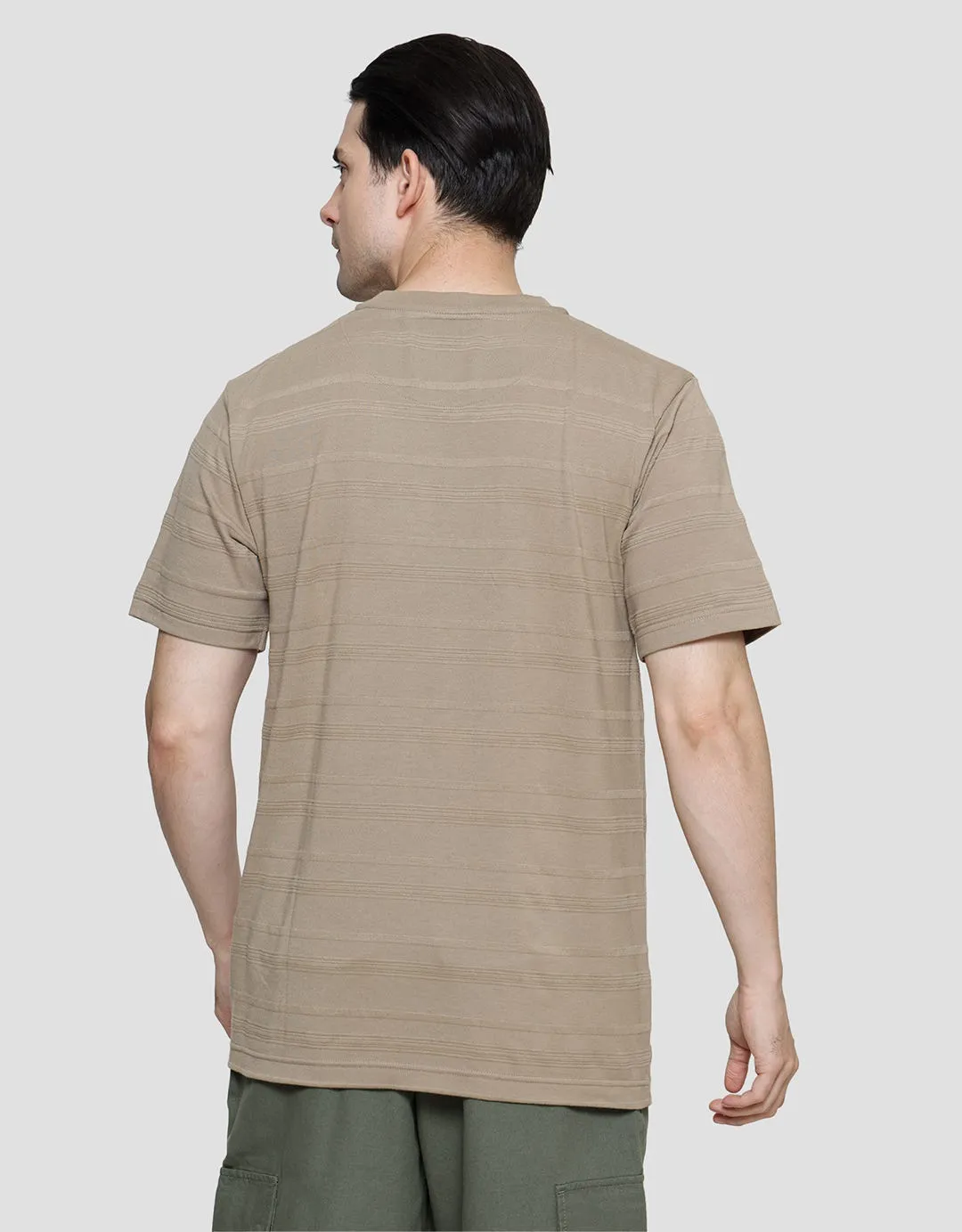 Cole Fancy Solid Kaos Henley Lengan Pendek Pria