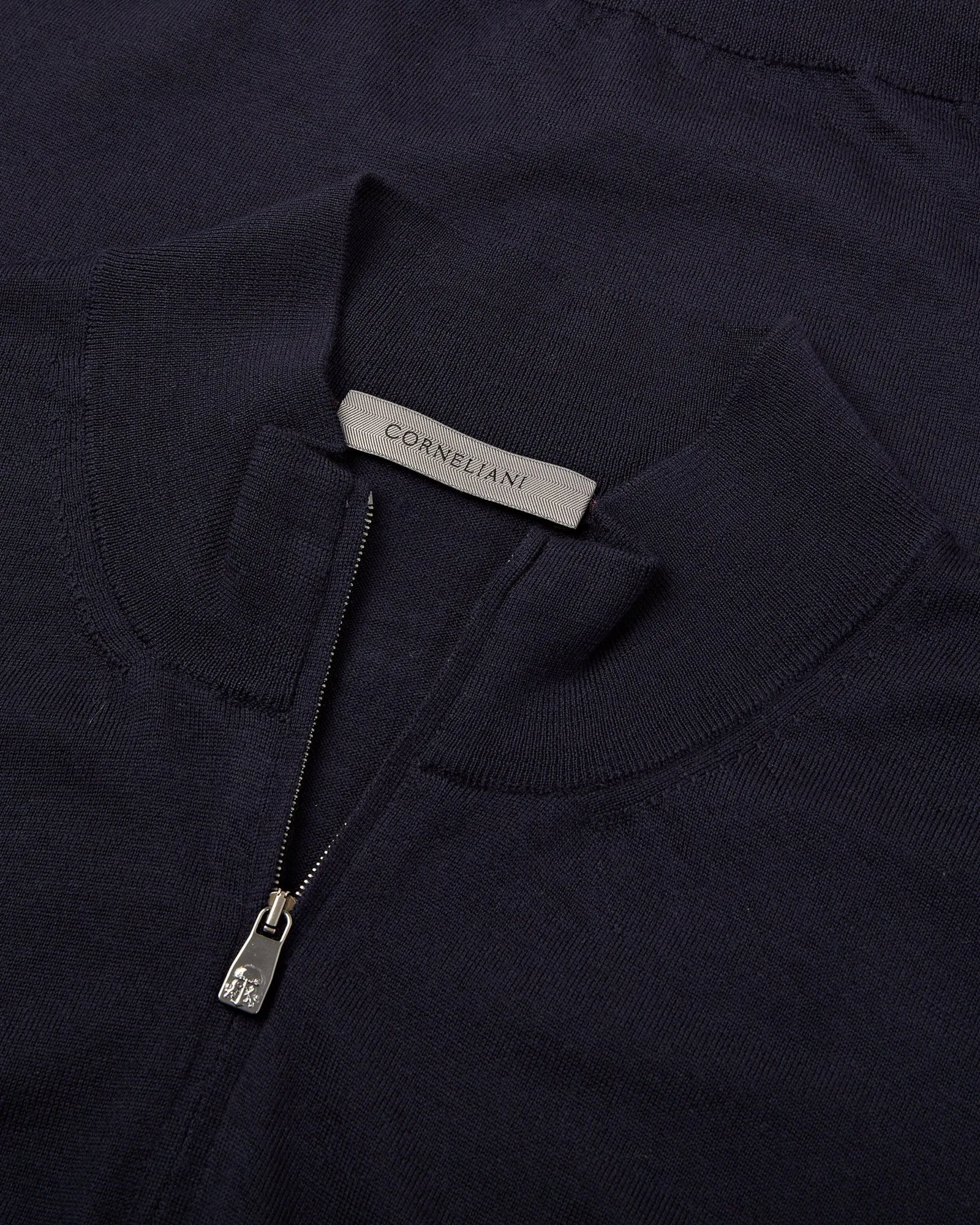 Corneliani Extra Fine Merino Quarter Zip Jumper (Navy)