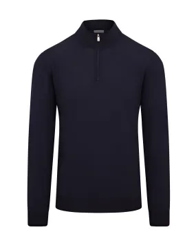 Corneliani Extra Fine Merino Quarter Zip Jumper (Navy)