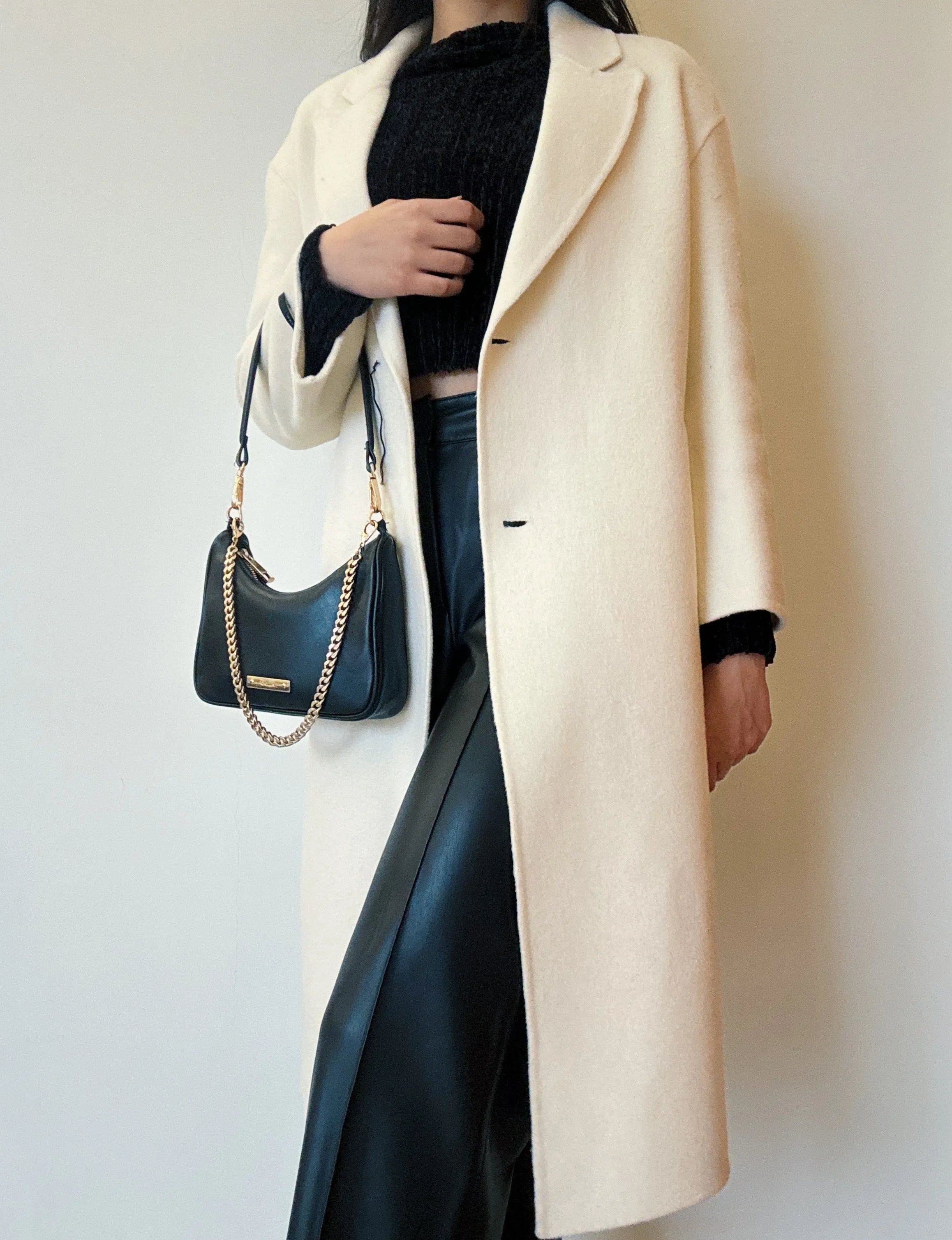 Cream Long Handmade Coat (Wool)
