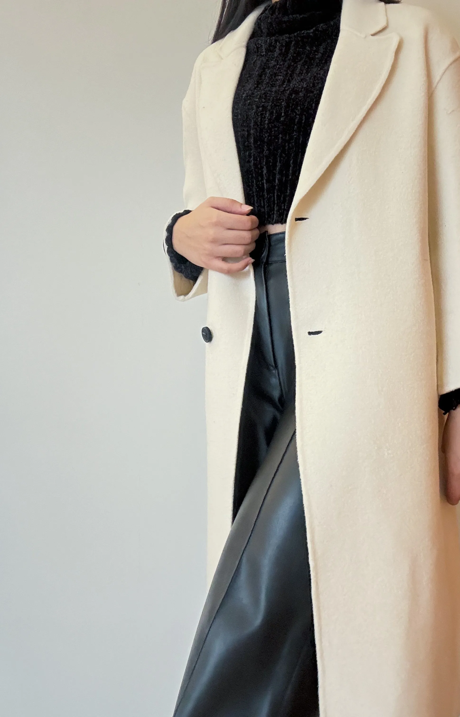 Cream Long Handmade Coat (Wool)