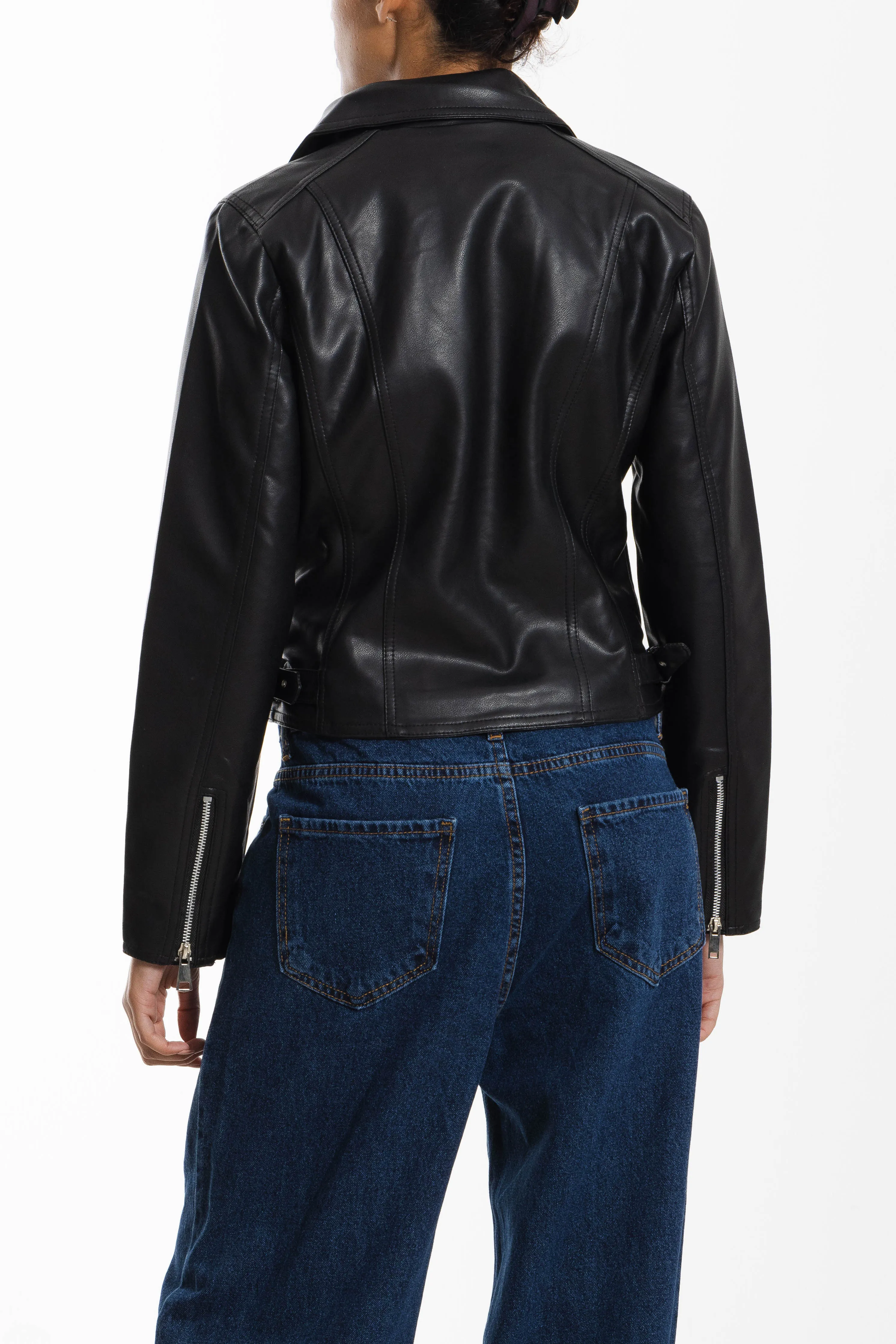 CROPPED LEATHER BIKER JACKET