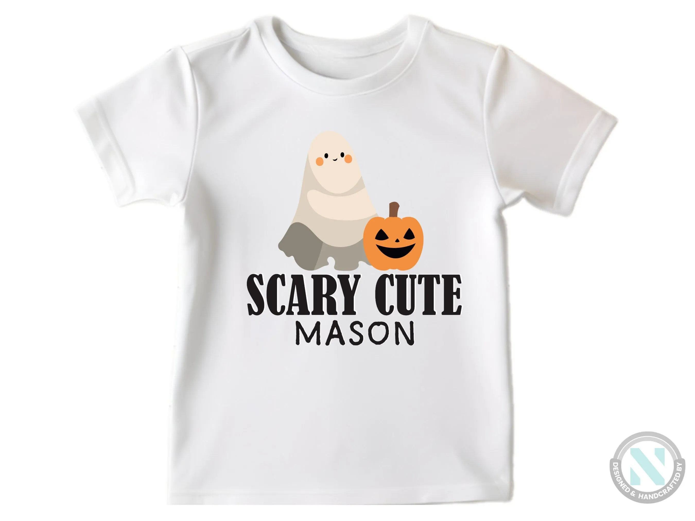 Custom Name Baby Bodysuit With text "Scary Cute" For 1st Halloween Party Celebrations