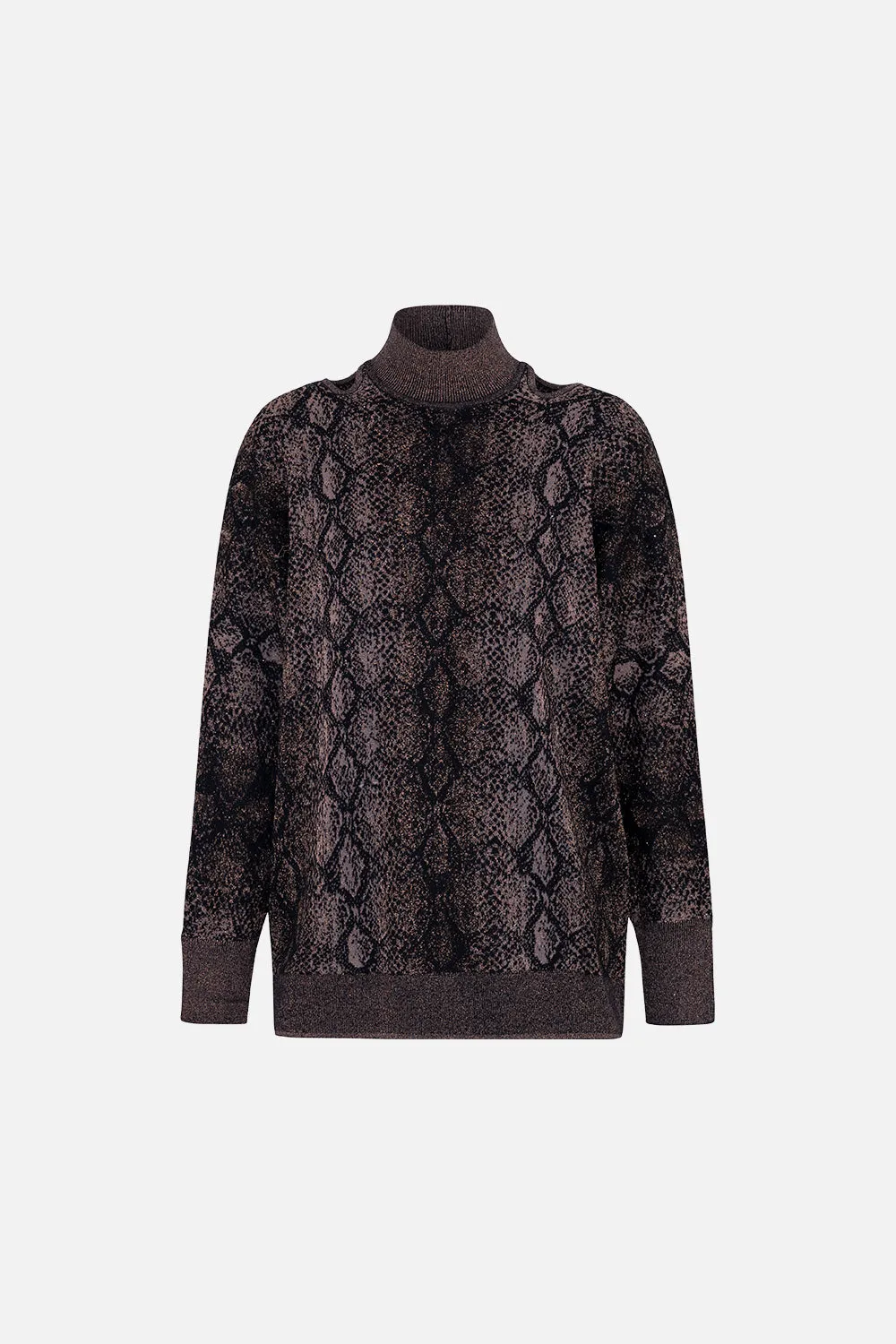 CUT OUT SHOULDER KNIT WILD HORSES