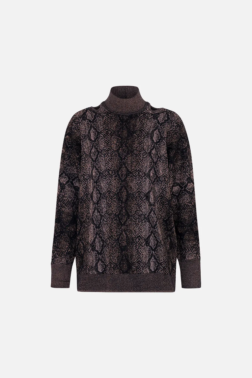 CUT OUT SHOULDER KNIT WILD HORSES