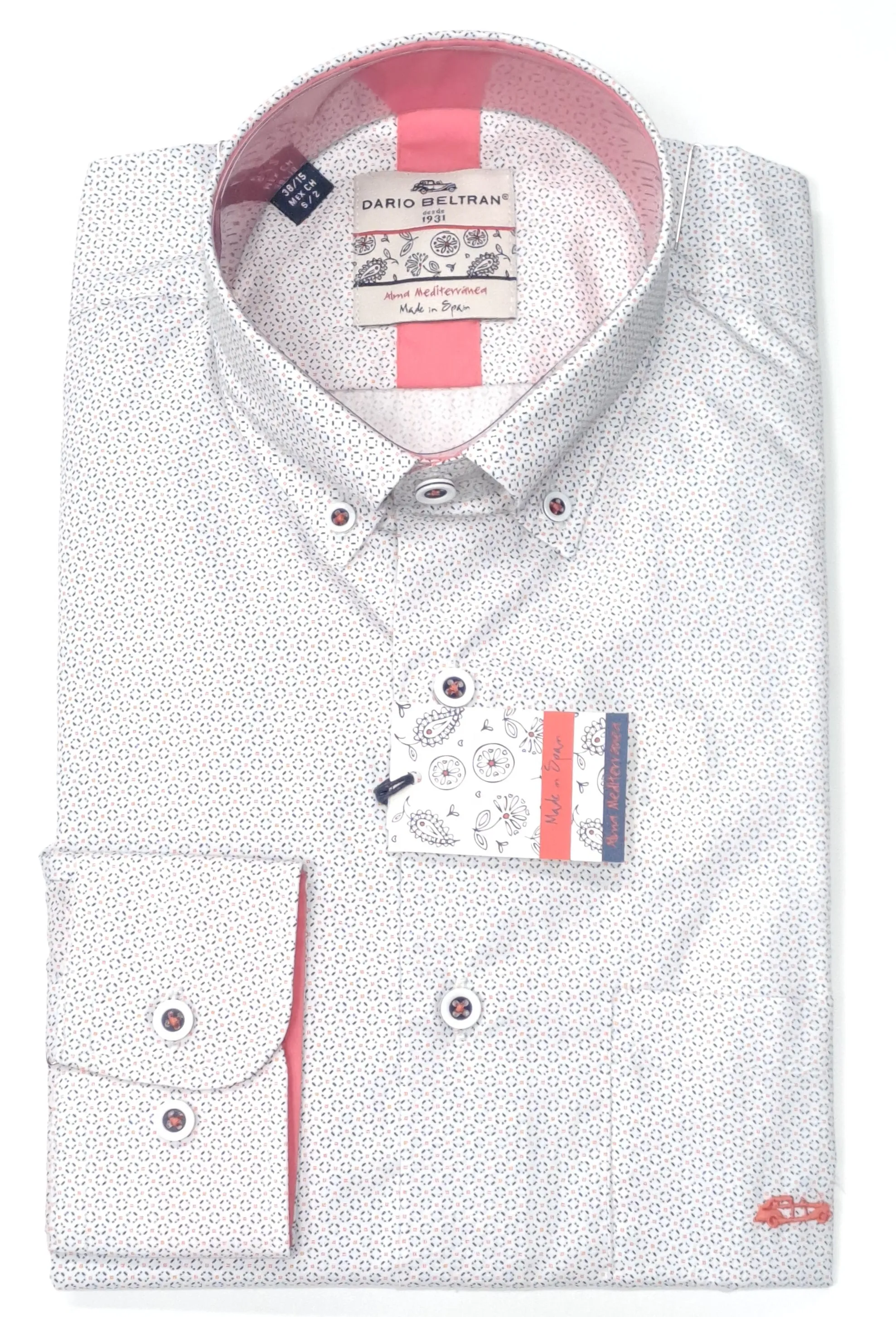 Dario Beltran Zalamea Regular Fit Long Sleeve Shirt - White/Pink