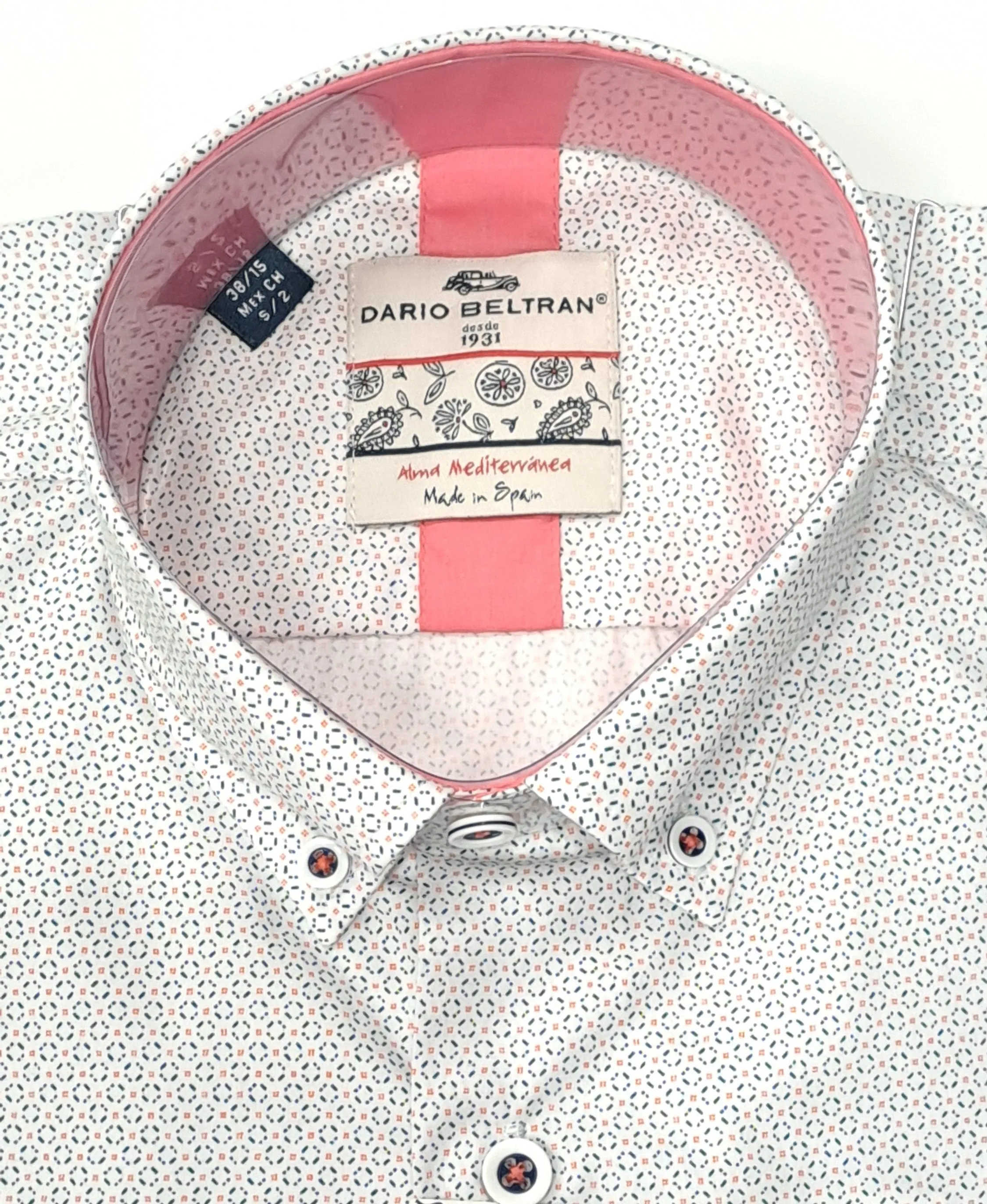 Dario Beltran Zalamea Regular Fit Long Sleeve Shirt - White/Pink