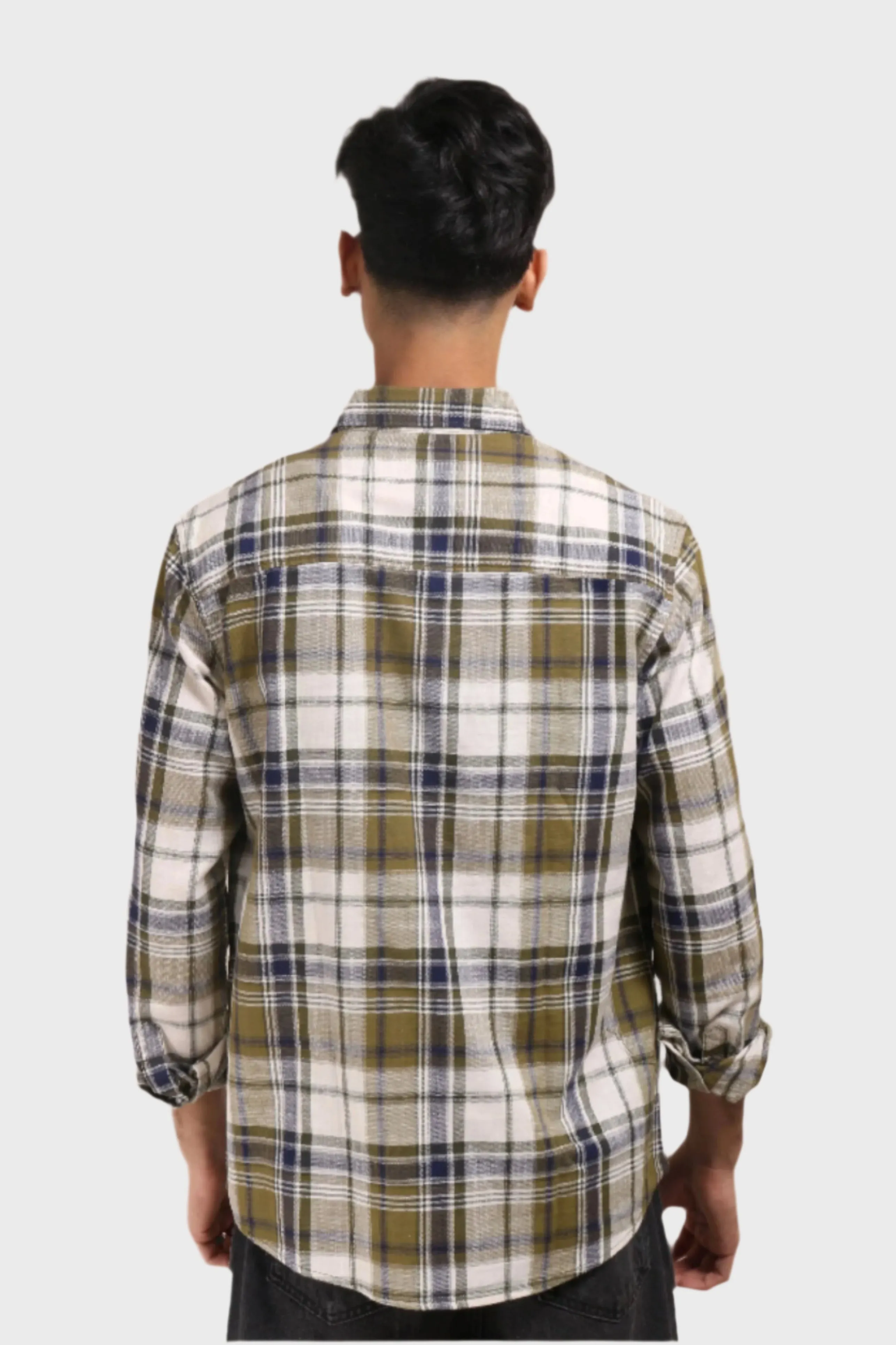 DARK GREEN CHECKS REGULAR FIT SHIRT