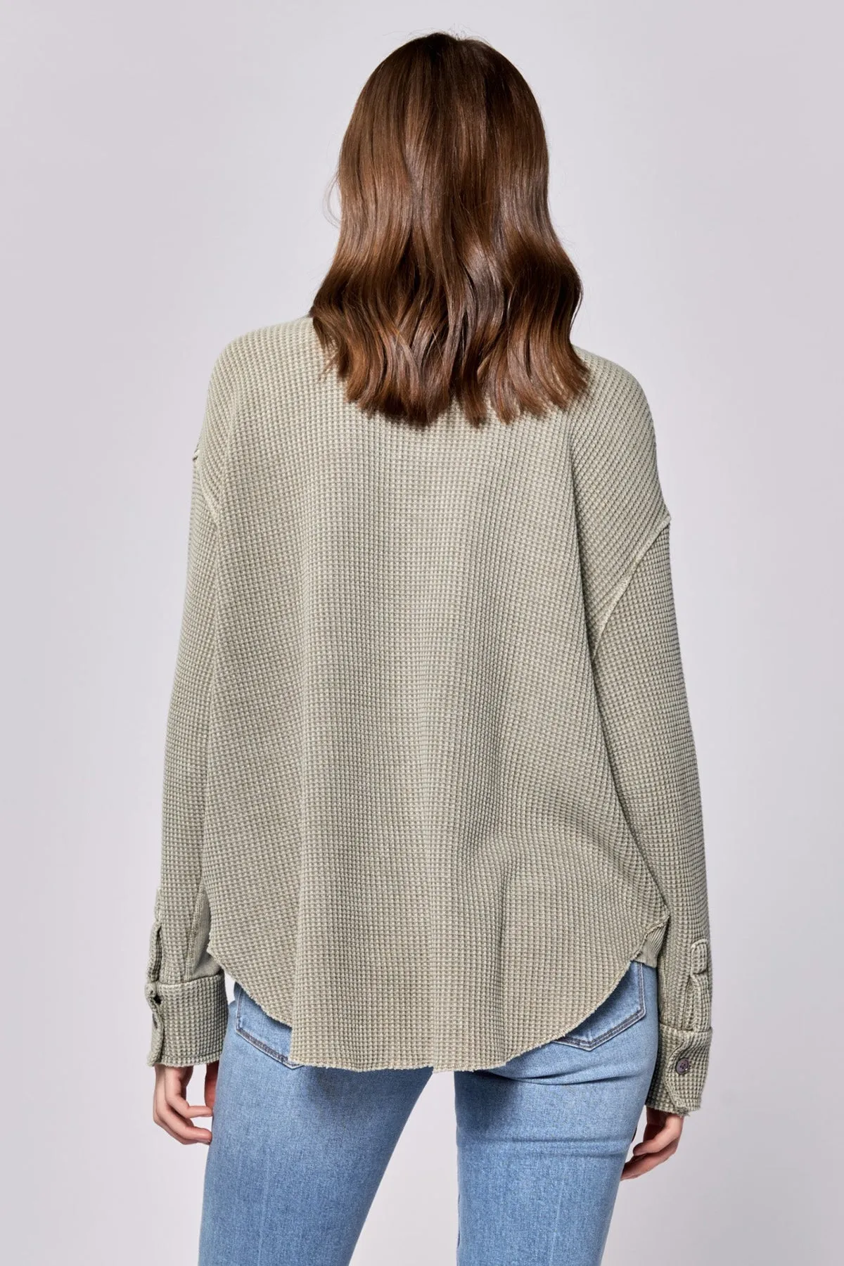 Dear John Foster Waffle Knit Button Down- Olive | FINAL SALE
