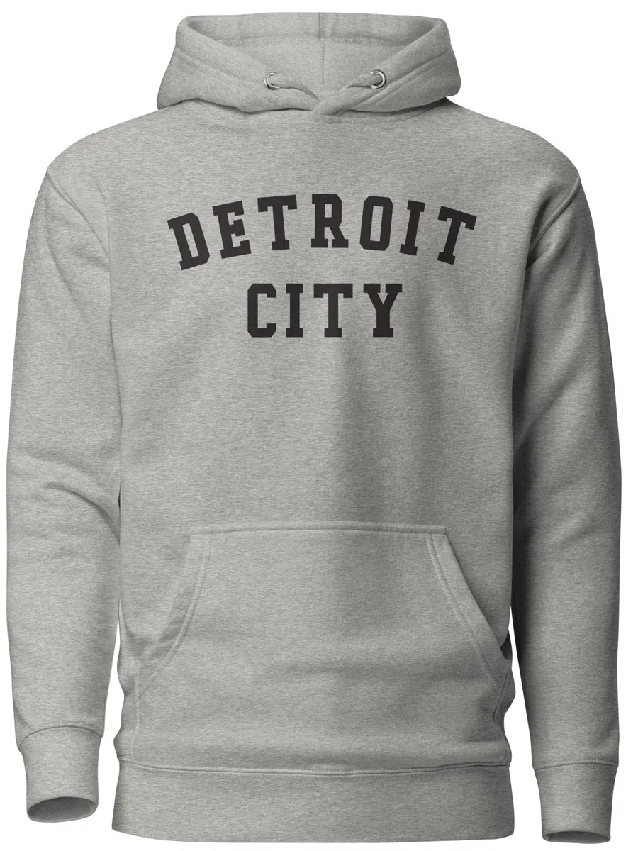 Detroit City Premium Pullover Unisex Hoodie - Athletic Gray / Black