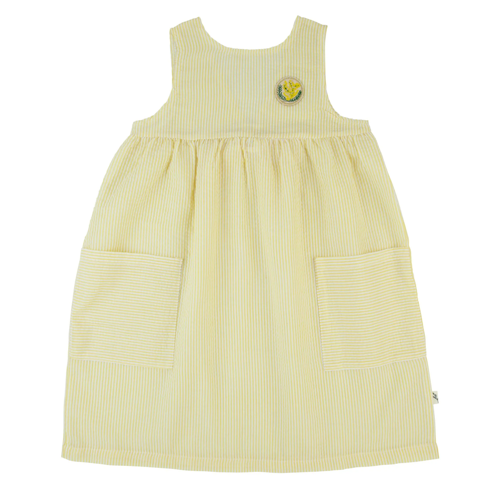 dress striped jumper with side pockets - yellow