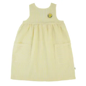 dress striped jumper with side pockets - yellow