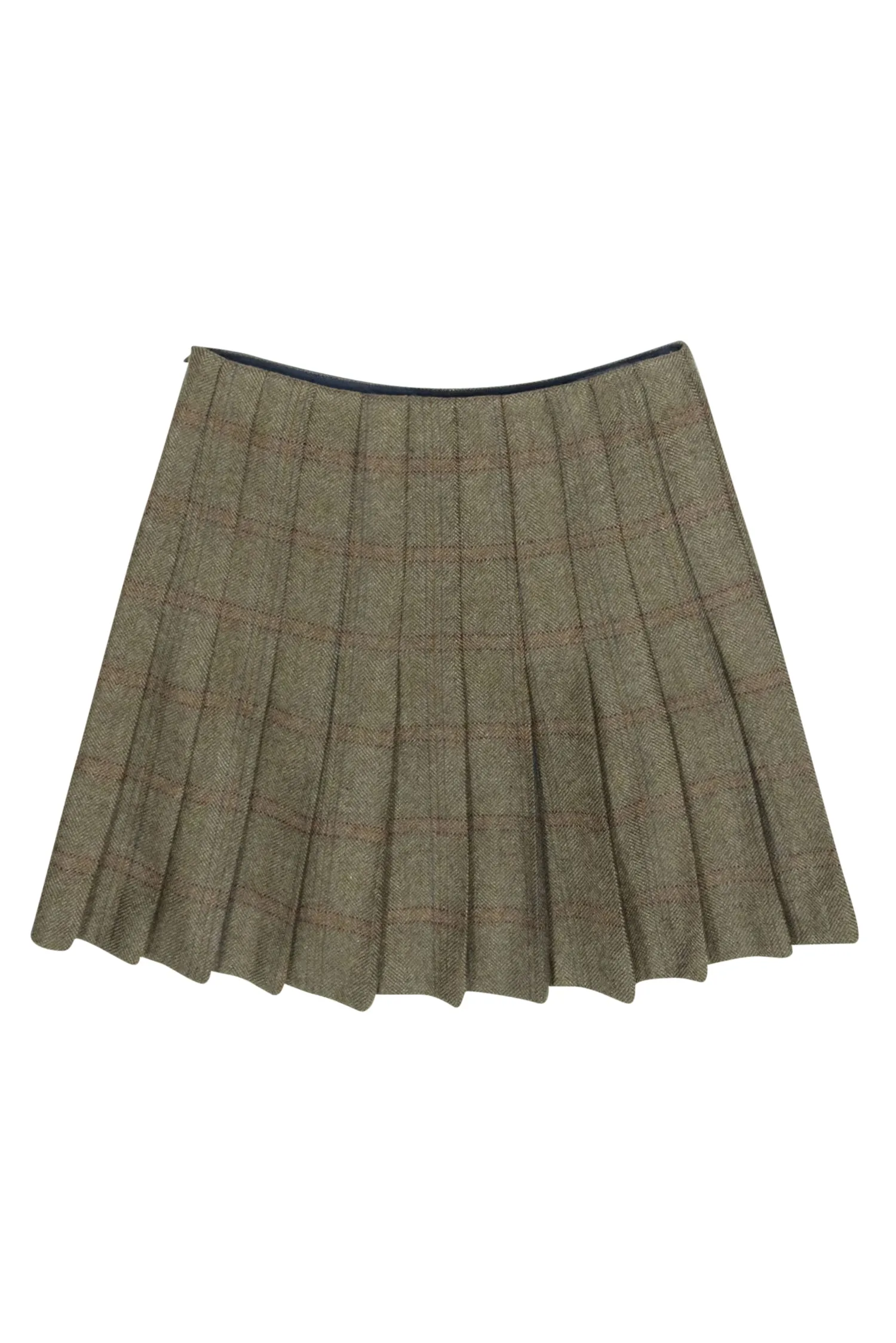 Dubarry - Olive & Multicolor Tweed Mini Skirt w/ Leather Buckles Sz 4