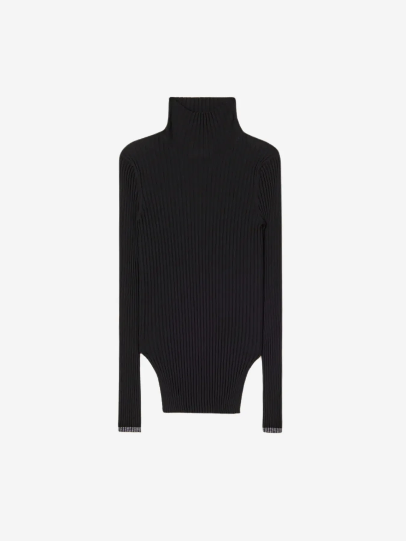 Extrafine Merino Wool L.S. Turtleneck - Black Grey