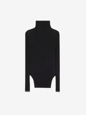 Extrafine Merino Wool L.S. Turtleneck - Black Grey