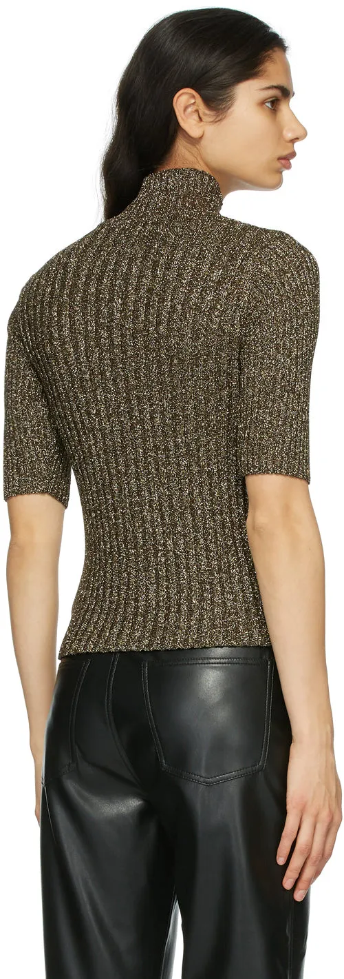 GANNI Gold Glitter Knit Turtleneck