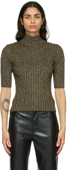 GANNI Gold Glitter Knit Turtleneck