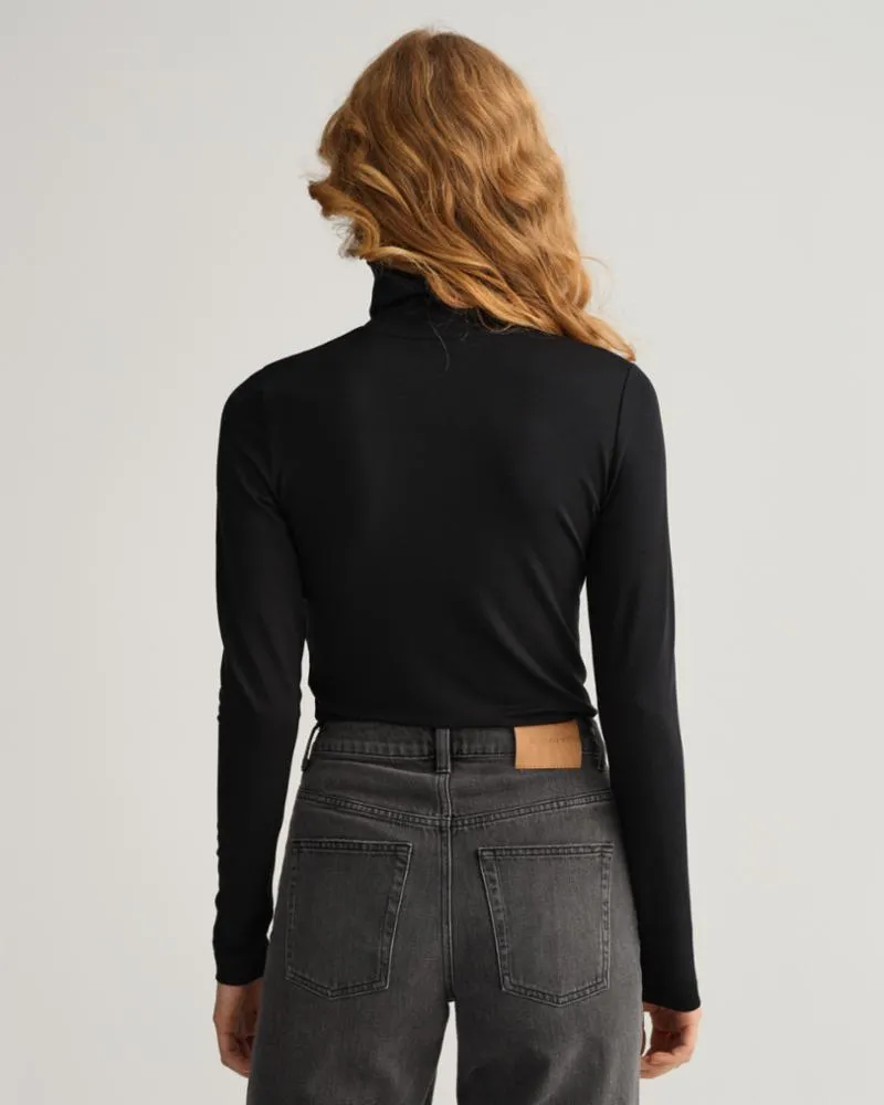 Gant Apparel Womens JERSEY LS TURTLENECK 5/BLACK