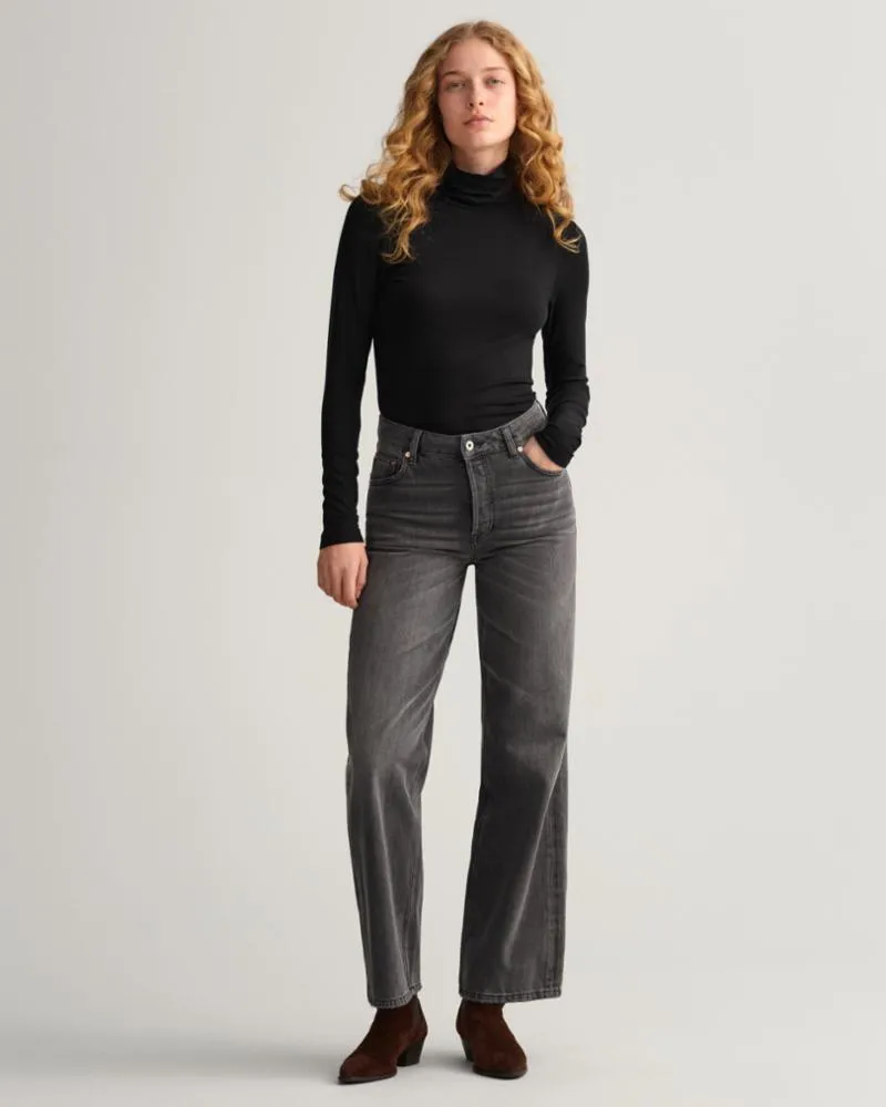 Gant Apparel Womens JERSEY LS TURTLENECK 5/BLACK