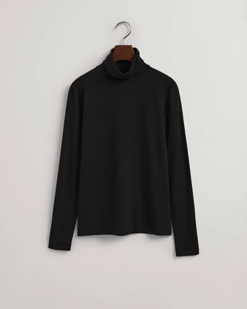 Gant Apparel Womens JERSEY LS TURTLENECK 5/BLACK
