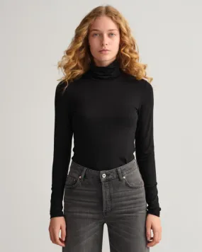 Gant Apparel Womens JERSEY LS TURTLENECK 5/BLACK
