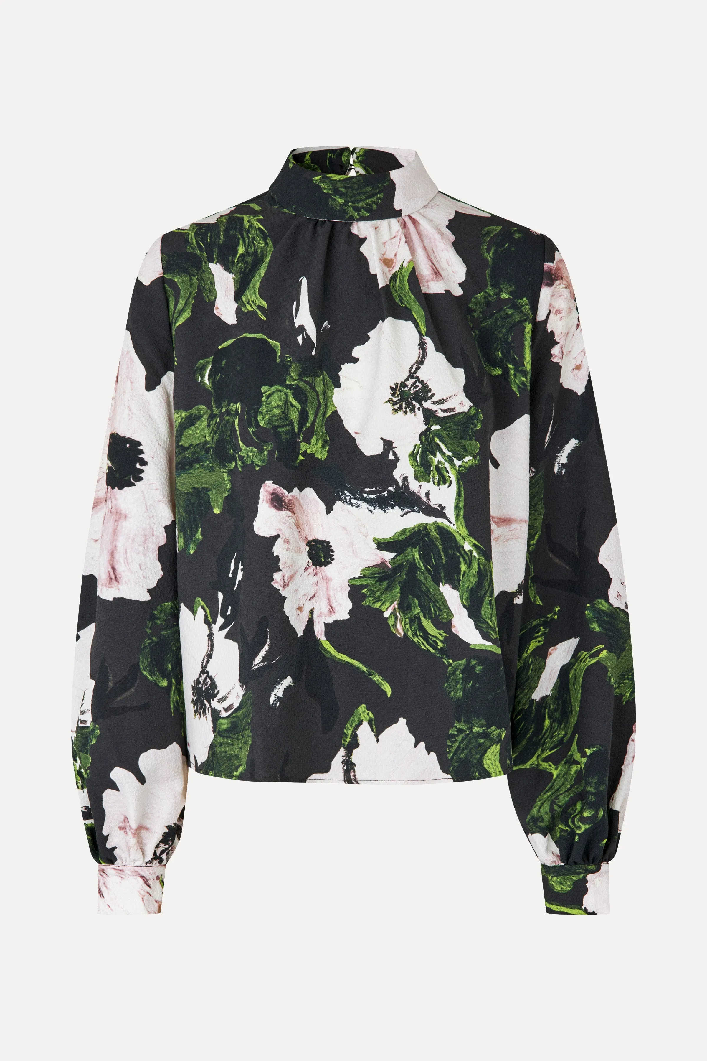 Gathered Long Sleeve Top - Umber Windflower