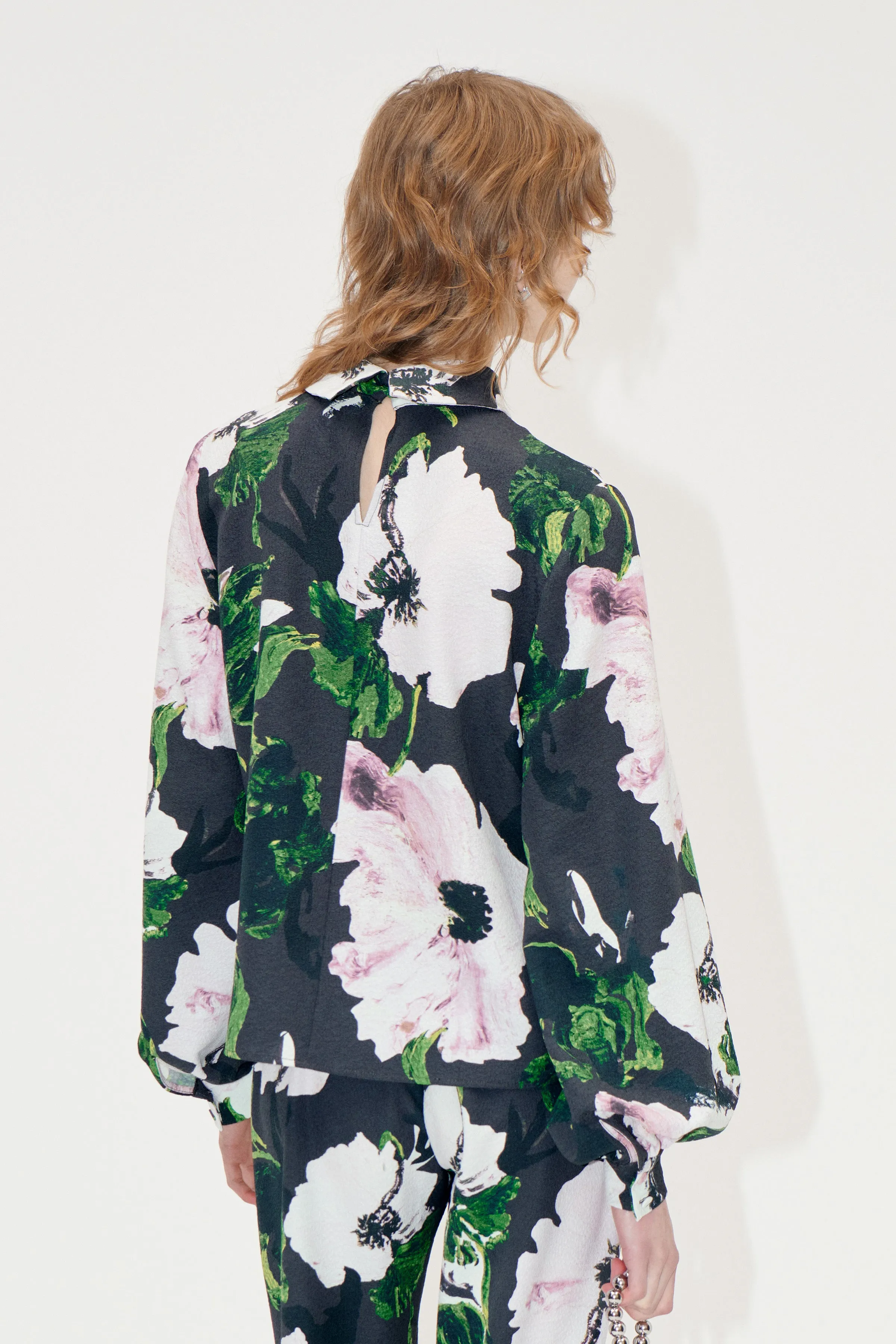 Gathered Long Sleeve Top - Umber Windflower