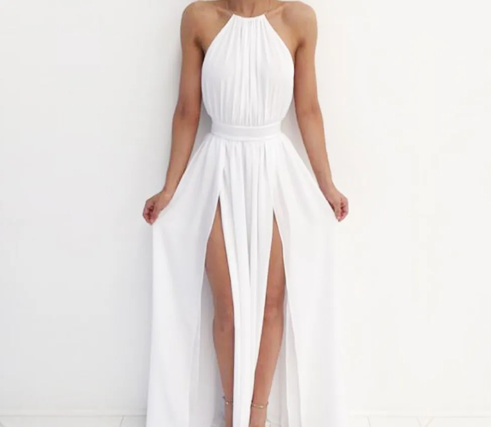 Halter Front Split Dress
