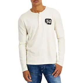 Heroes Motors Men's Fifty Four Race Long-Sleeve Henley Shirt  Color Off White Size M