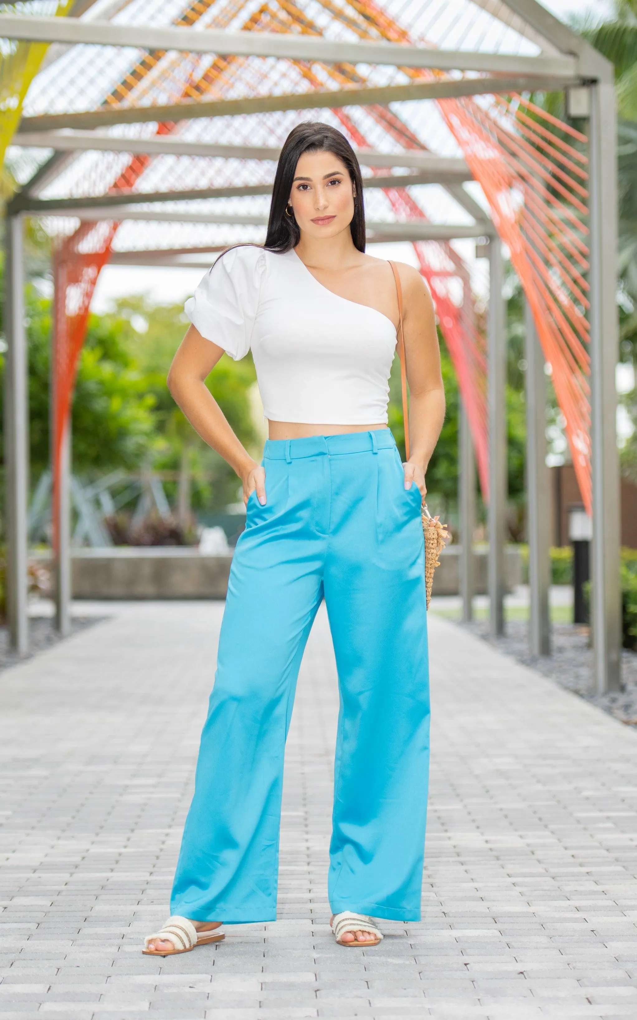 high waist satin pants