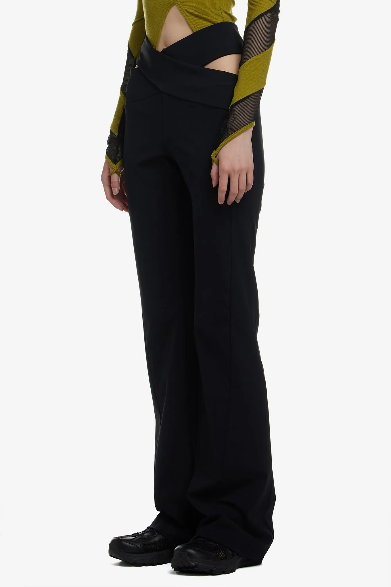 HIGH WAIST SPANDEX BELT TROUSERS