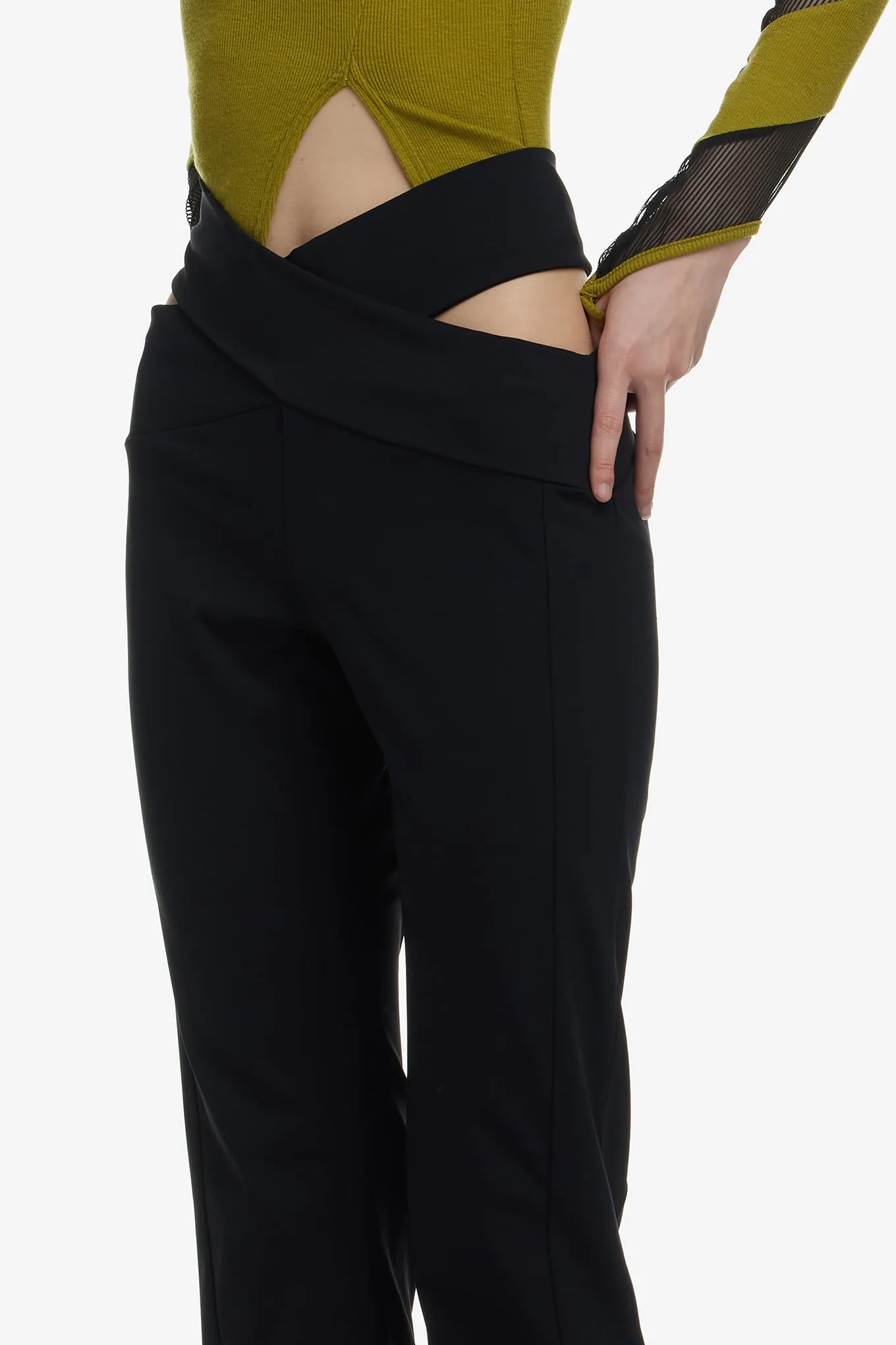 HIGH WAIST SPANDEX BELT TROUSERS