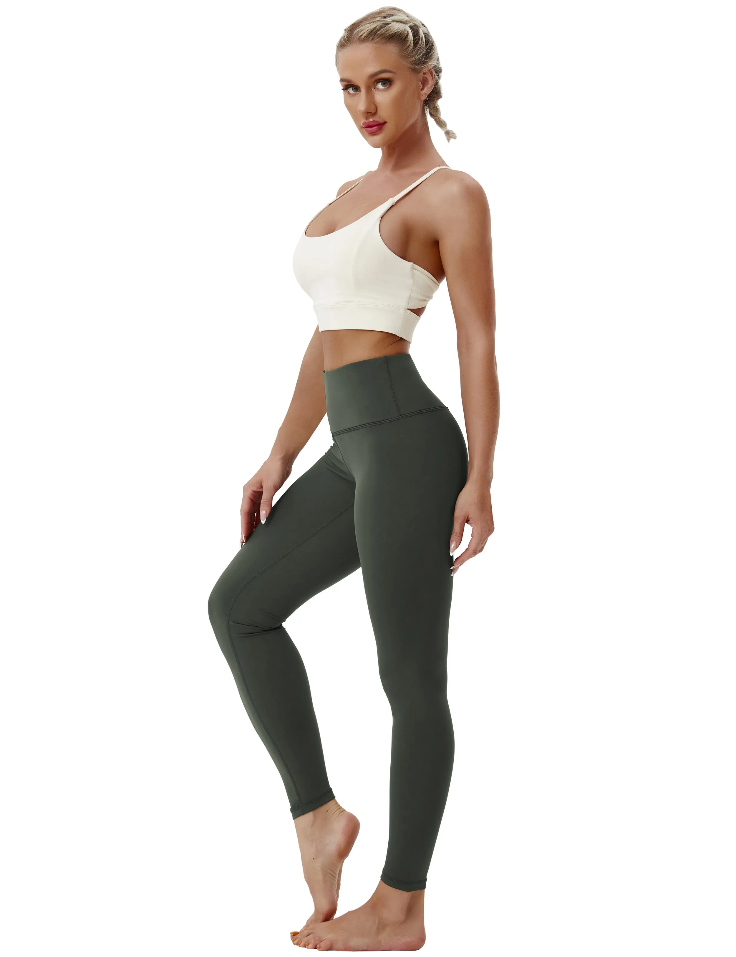 High Waist Tall Size Pants olivegray_Tall Size