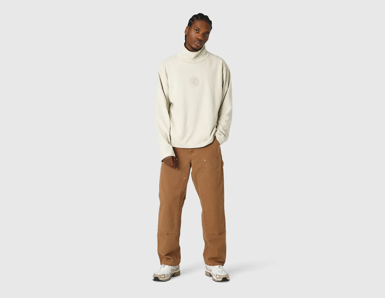 Honor The Gift Stamp Patch Turtle Neck  / Bone