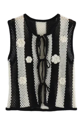 HWT1135 Floral knitted sweater vest