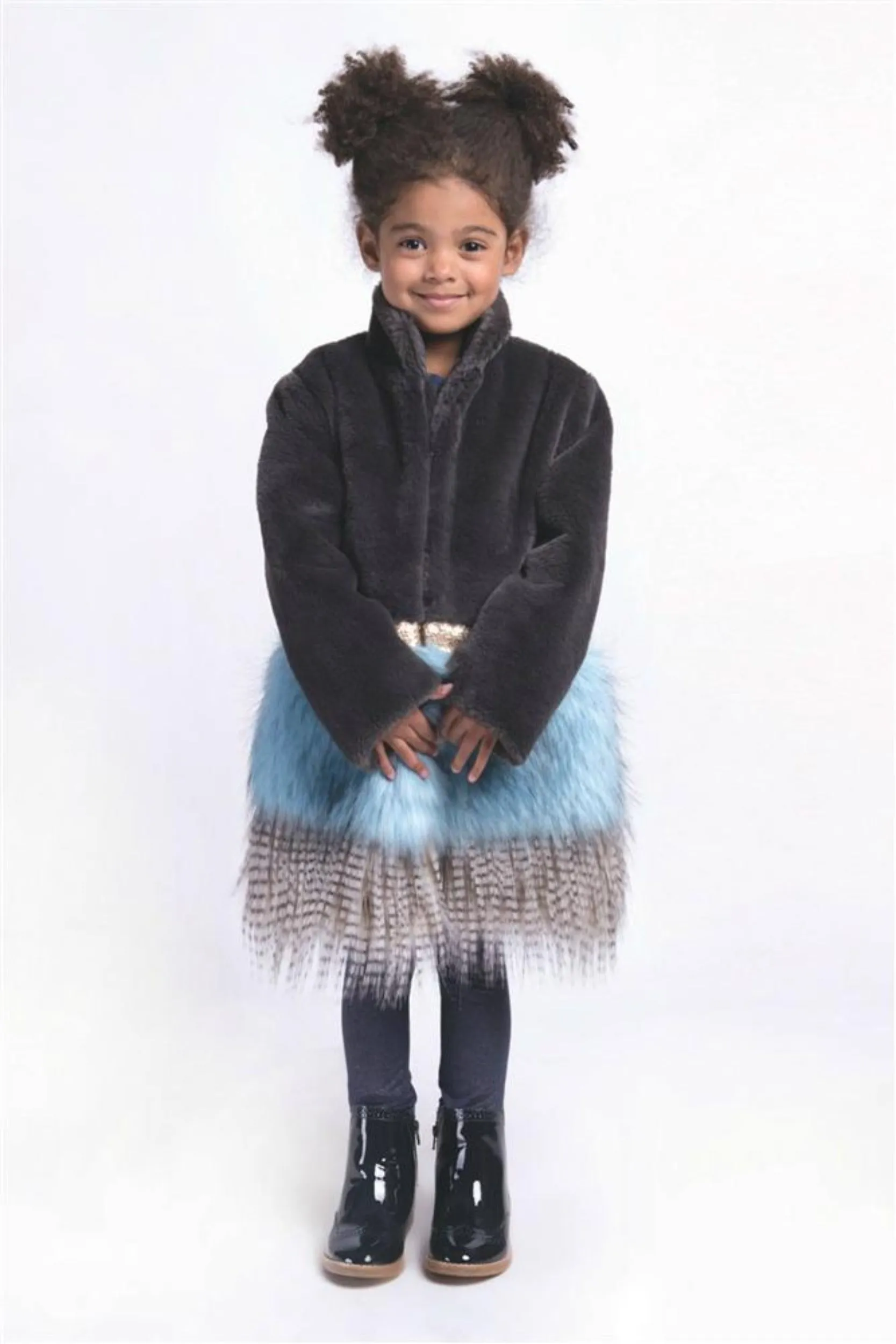 Imoga Collection Freya Long Faux Fur Coat in Ash