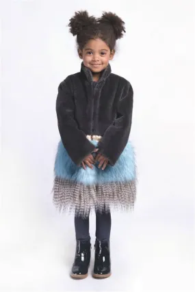 Imoga Collection Freya Long Faux Fur Coat in Ash
