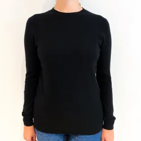 Jet Black Cashmere Crew Neck Jumper Small