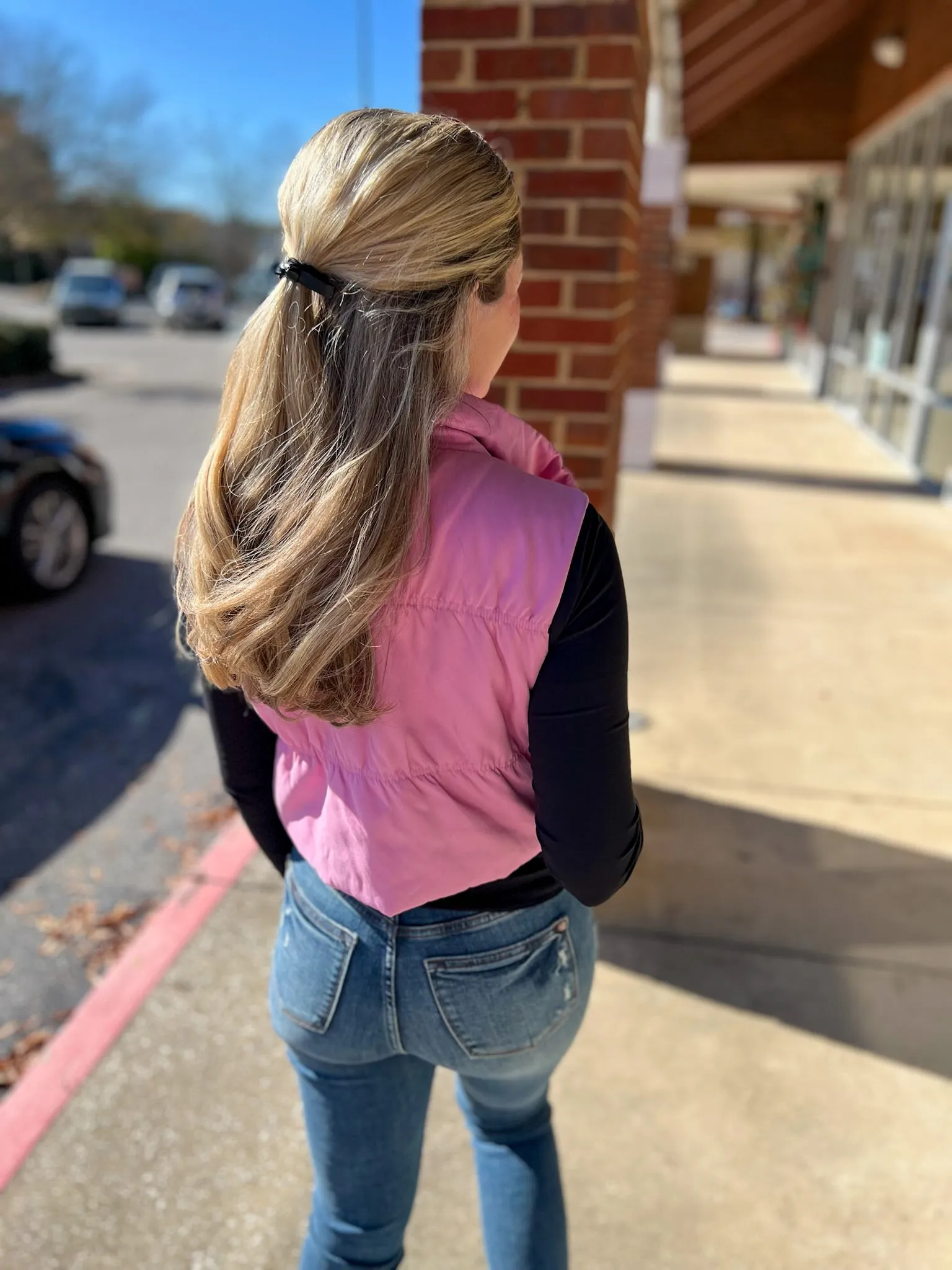 Just One Chance Pink Zip Front Puffer Vest