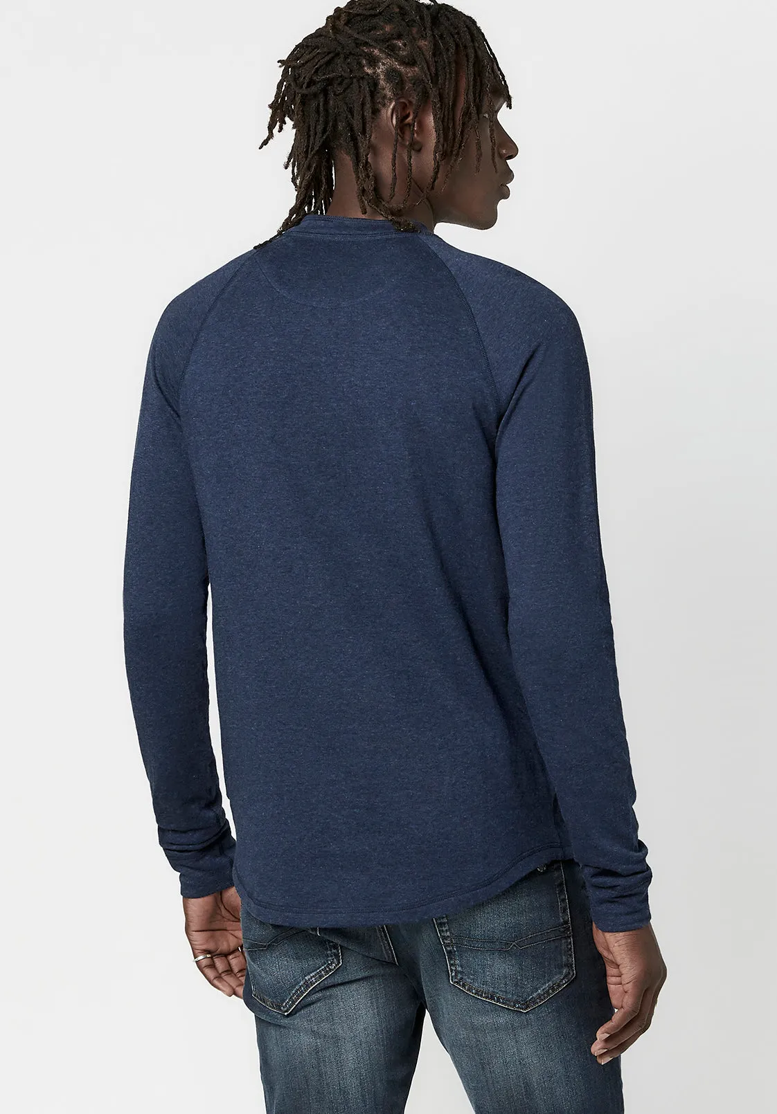 Kariver Henley Long Sleeve Henley in Midnight Blue - BM23368