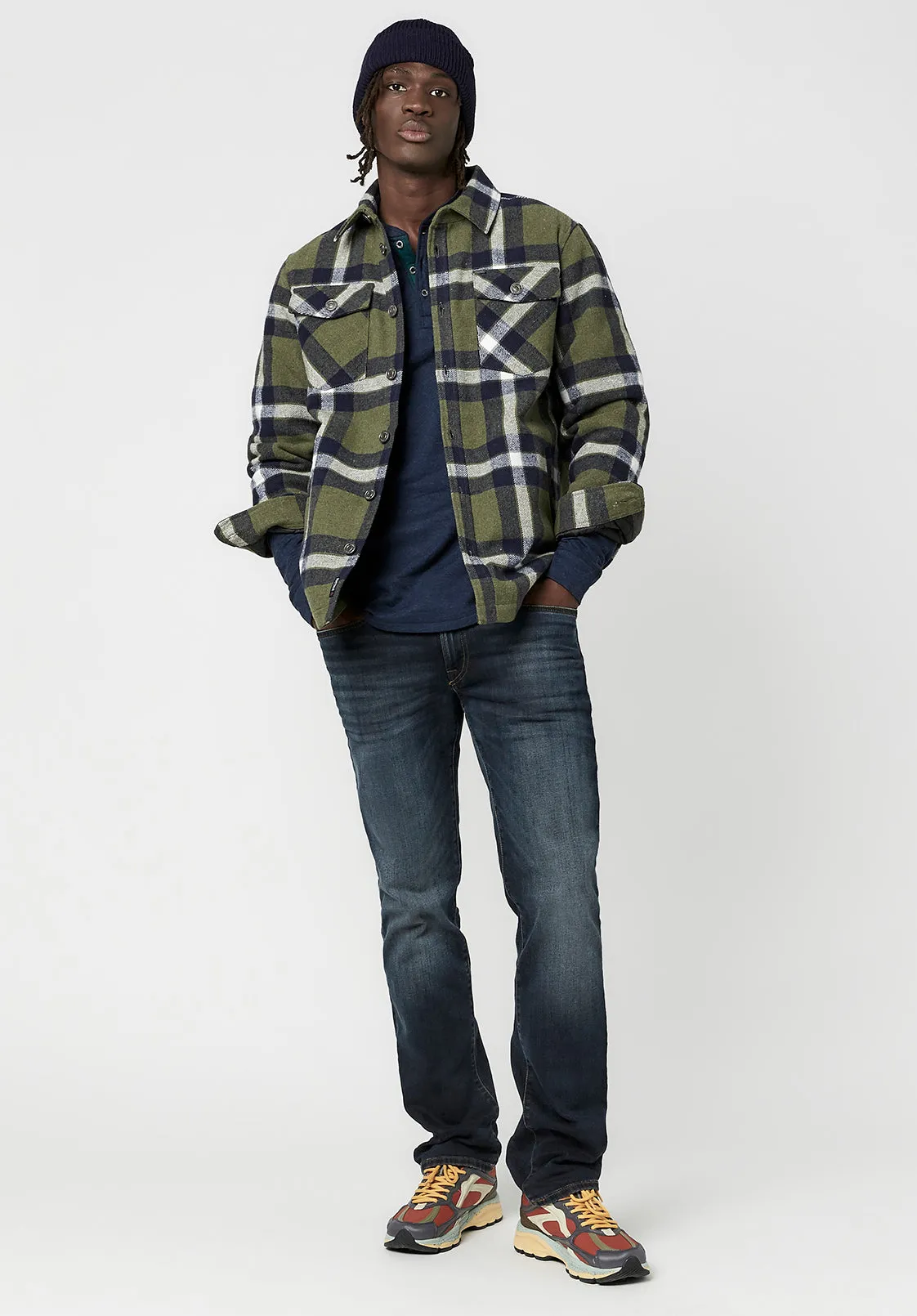 Kariver Henley Long Sleeve Henley in Midnight Blue - BM23368