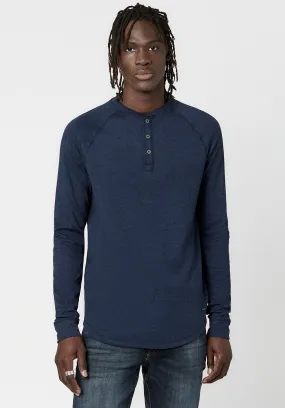 Kariver Henley Long Sleeve Henley in Midnight Blue - BM23368