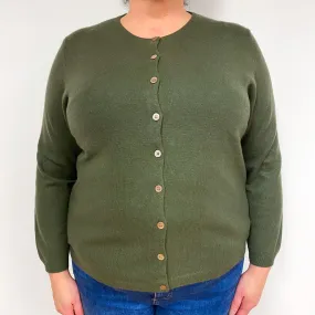 Khaki Green Cashmere Cardigan Extra Large