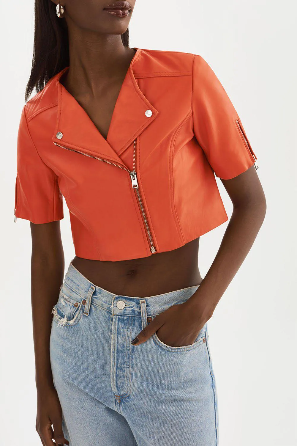 Kirsi Cropped Jacket - Spicy Orange