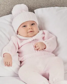 Knitted pink cable set (3-piece)