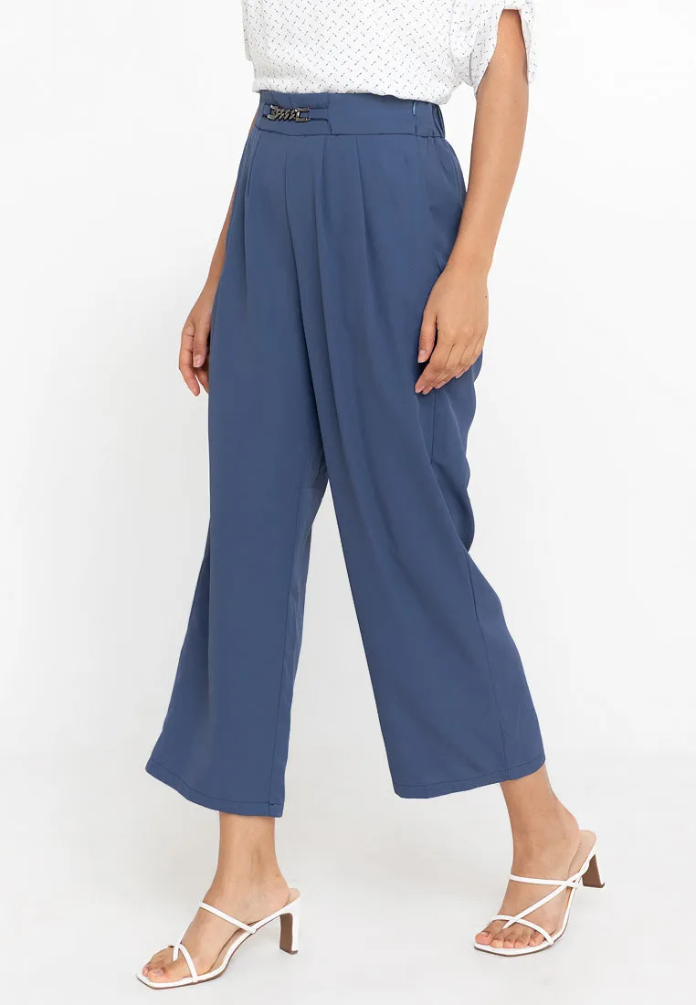Krizia High Waist Chain-Link Pleated Pants