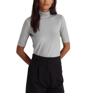 LAUREN Ralph Lauren Metallic Stretch Jersey Turtleneck