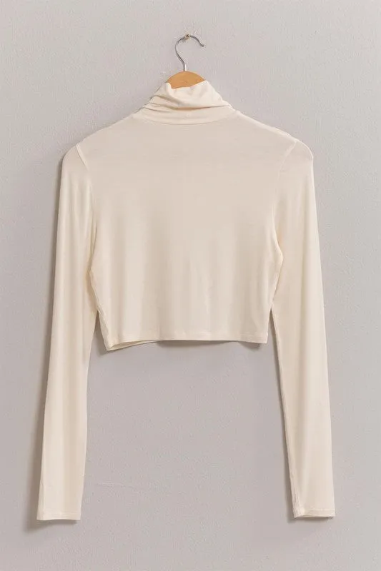 Lauren Turtleneck Crop Top - Cream