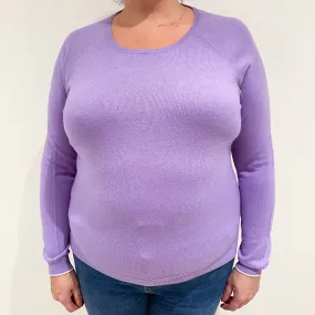 Lavender Purple Cashmere Crew Neck Jumper Extra Large