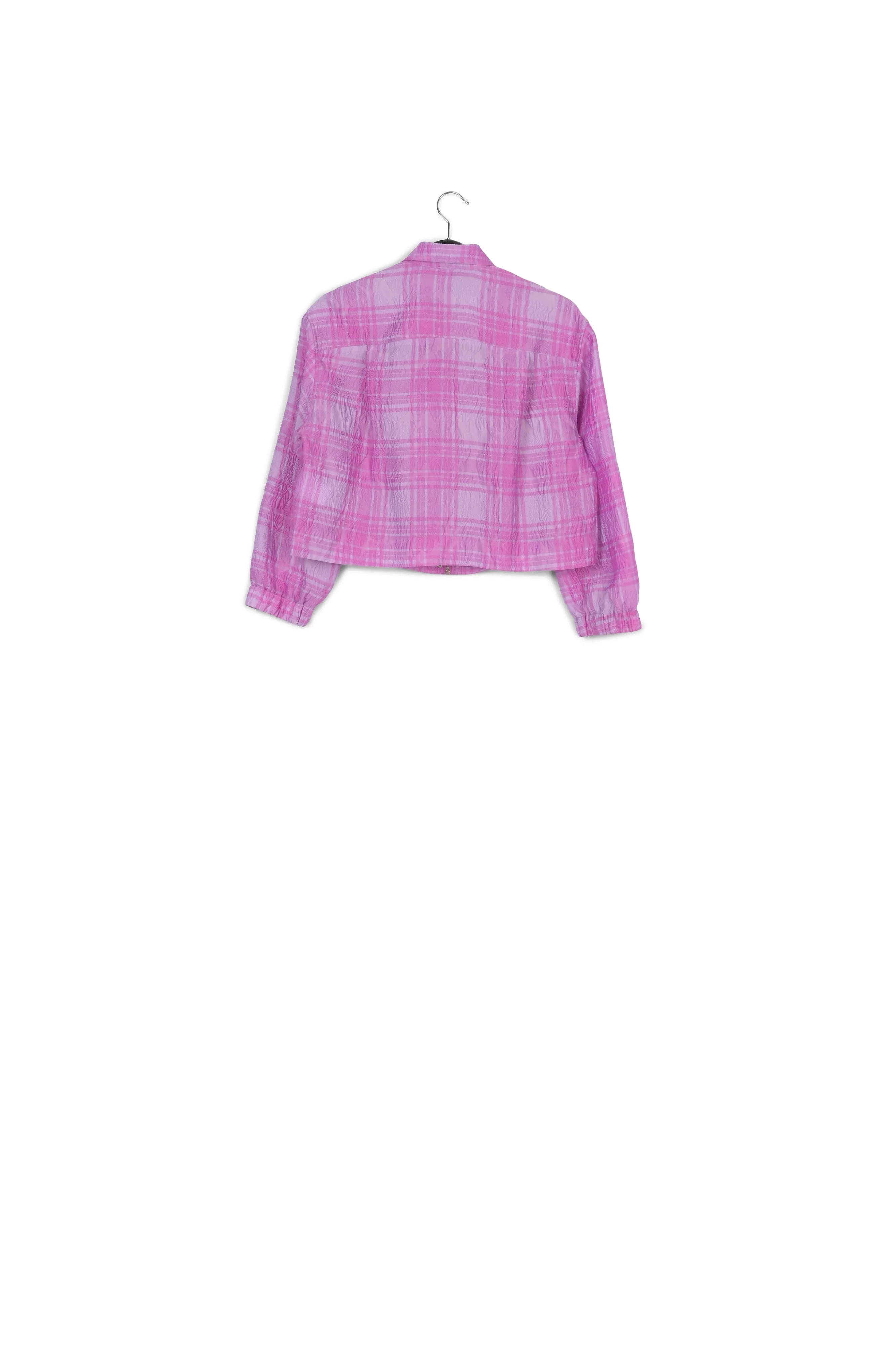 Lilac and purple checked cropped jacket